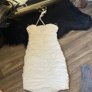 White Mini Ruffled Dress